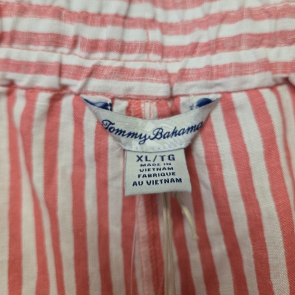Tommy Bahama Ocean Surf High Rise Linen Easy Shorts Soft Flamingo Red Stripe XL - Picture 4 of 8